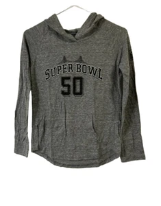 Reebok Girl's Super Bowl 50 Raglan Long Sleeve Hoodie, Grey, Small 7/8 - Picture 1 of 6
