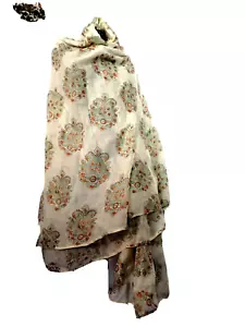 Jain Velo Tessuto Motivo Sole Paisley India Tessuto a Mano Cotone Organza Tessuto - Foto 1 di 19