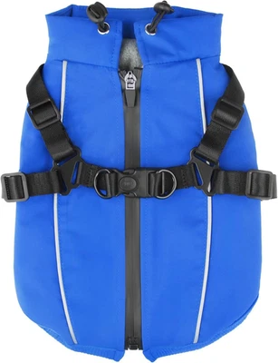 Dog Winter Coat Warm Jacket Vest Fleece Lined Windproof Coat Back Zipper D-Ring - Image 1 of 4