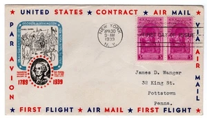 #854 Washington Inauguration FDC 1939 - Planty 20a Gundel - Picture 1 of 2