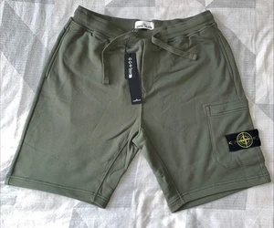 Mens Khaki Green Summer Stone Island Cargo Style Cotton Shorts in Size Large - Picture 1 of 7
