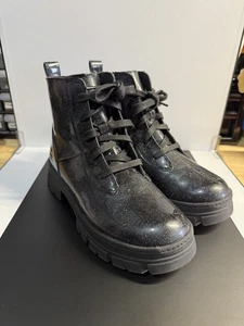 Ugg Size 5 Black Ashton Lace Up Glitter Combat Boots 1151571K - Picture 1 of 5