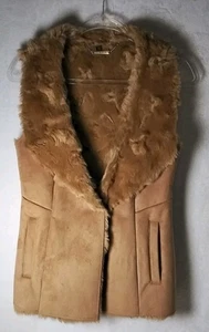 White House Black Market Damenweste Gr. XS karamellfarben Wildlederimitat & Fell  - Bild 1 von 11
