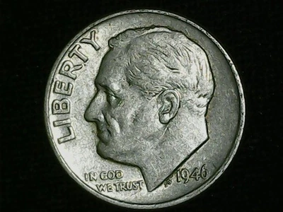 1946 P Roosevelt Dime 10c - 90% Silver US Dime FREE SHIPPING AND TRACKING - Image 1 of 4