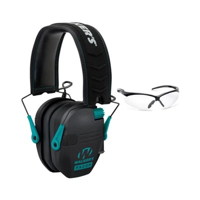 Walkers Razor Slim Electronic Muff Black Teal with Shooting Glasses Clear - Image 1 of 4