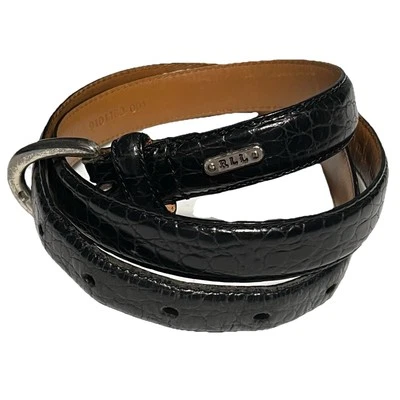 Lauren Ralph Lauren LRL Belt Women S; Black Snakeskin Italy Leather Brass Buckle - Image 1 of 4