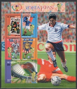 ST. KITTS 2002 World Cup Football 5v in foglietto MNH** - Picture 1 of 1