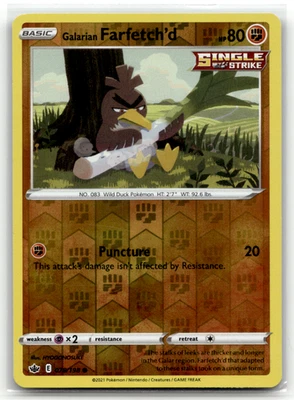 Galarian Farfetch'd 078/198 Reverse Holo Common SWSH06: Chilling Reign LP - Image 1 of 2