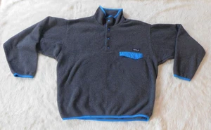 Vintage Patagonia Synchilla Fleece Pullover Herren Medium Grau Blau Snap-T 90s - Bild 1 von 10