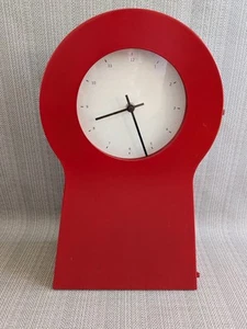 Ikea PS 1999 Red Key Hole Shaped Clock Metal Cabinet Working Retro Vintage - Picture 1 of 4