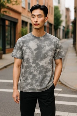 Alternative Earthleisure By Hanes Unisex Crewneck T-shirt Small Gray Tie Dye New - Image 1 of 4