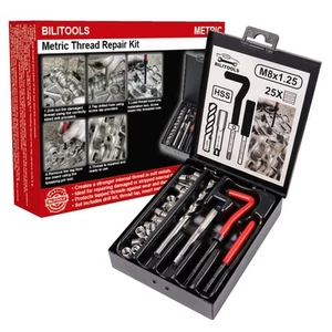 BILITOOLS M8x1.25 Thread Repair Kit HSS Drill Helicoil Repair Kit Metric - Foto 1 di 7
