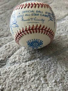 1990 American League All Star Team Ball Signed In-Person (19) Baseball-5 in HOF - Picture 1 of 11