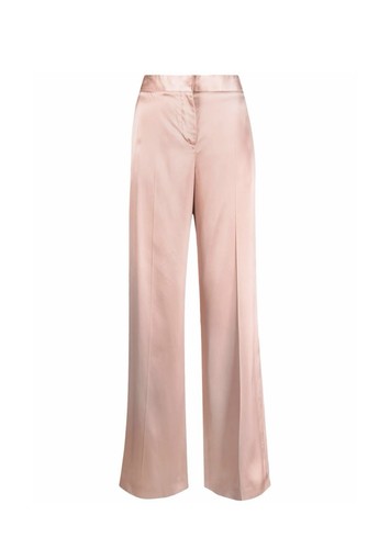 Pantalone Alexander McQueen nuovo con etichetta in seta rosa gamba larga