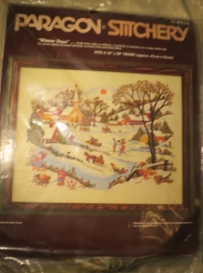 *BRAND NEW* Vintage 1980 Paragon Stitchery “Winter Days” Crewel Embroidery Kit - Picture 1 of 4