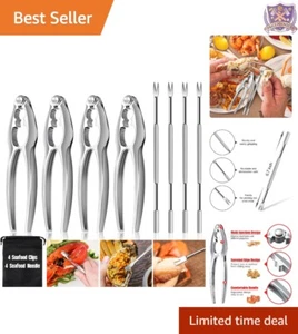 8 Pcs Seafood Tools Set Stainless Steel Crackers & Picks Ideal for Parties - Picture 1 of 9