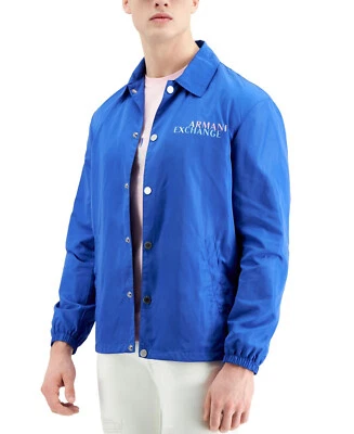 A|X Armani Exchange Mens Dazzling Blue Snap Coaches Jacket Coat, Large L 7548-6 - Image 1 of 2