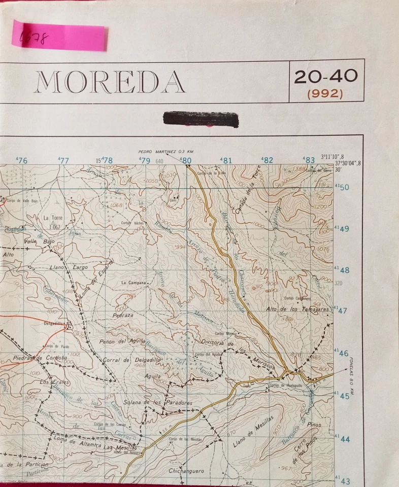 MAPA TOPOGRAFICO "MOREDA" 20-40 (992) ESCALA 1:50000 # 1678 - Imagen 1 de 1