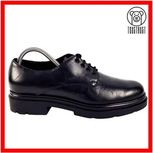 Dune London Black Leather Shoes UK 5 EU 38 Lace Up Flat Womens Firn Chunky Sole - Picture 1 of 18