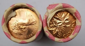 Rollo de máquina bancaria Canadian Penny CIBC 1979 papel blanco rojo (50 quilates) x 2 lote 6 - Imagen 1 de 3