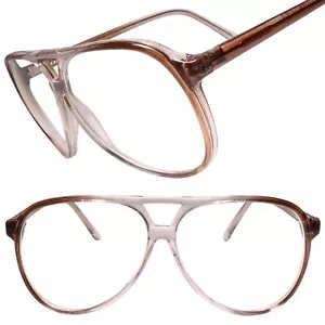 Classic 90s True Genuine Vintage Retro Aviation Clear Lens Glasses Brown Frame - Picture 1 of 4