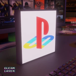 Playstation Retro Black Logo Led Gaming Lightbox Rgb Light Sign - Picture 1 of 20