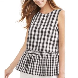 Camicetta canotta senza maniche Time & Tru nera bianca Gingham check peplo XL 16 18 NUOVA - Foto 1 di 11