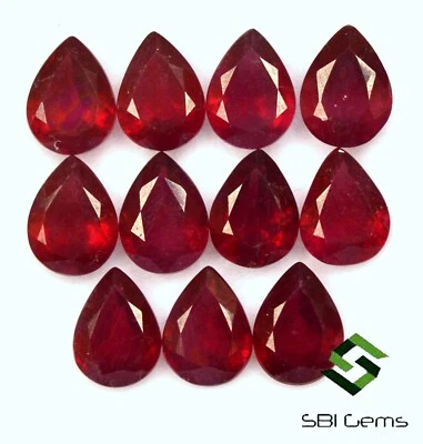 8x6 mm Natural Ruby Pear Cut Lot 11 Pcs 16.69 Cts Faceted Loose Gemstones GF - Image 1 of 3