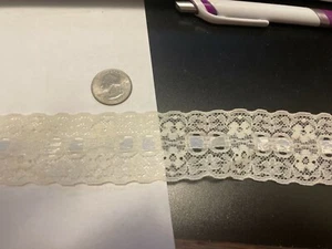 1 and 3/4 in wide beige lace with excellent floral detail and "ribbon" - Picture 1 of 2