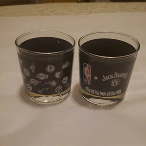 Jack Daniels Glass Set of 2 NBA 6 oz Whiskey Glasses Great Condition - Picture 1 of 8