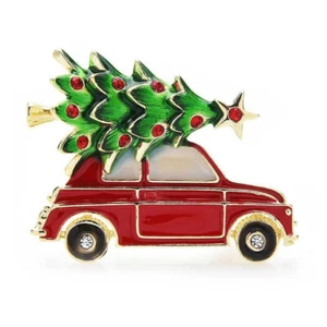 Christbaum Brosche, Weihnachts Schmuck, Weihnachtsauto Brosche - Bild 1 von 3