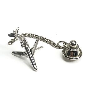 Sterling Silver Commercial Airplane Pin Vintage Tie Charm Rare - Detailed