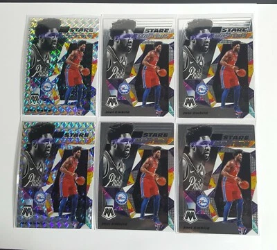 6 Lot 2019-20 Panini Mosaic JOEL EMBIID Stare Masters #7 Silver Mosaic + Base  - Image 1 of 4