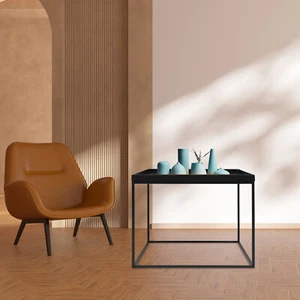 24" Modern Quadratisch Couchtisch Beistelltisch Matt Schwarz Metall Tisch 61cm - Bild 1 von 11