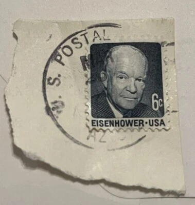 VTG 1970 President Dwight D Eisenhower 6 cents US Postage Stamp Sent March - Image 1 of 4