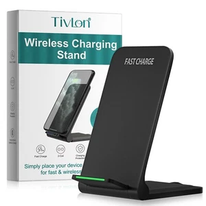 Fast Wireless Charger Stand Dock For iPhone Samsung Google Pixel Android Phones - Picture 1 of 16