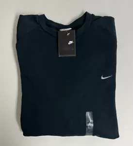 Felpa girocollo vintage Y2K nera uomo Swoosh XXL nuova - Foto 1 di 9