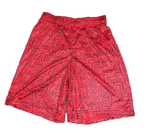 Boys Fila Logo Basketball Shorts Red Black L 12 - Picture 1 of 4