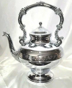 Teiera vintage argento cromato ornato coperchio incernierato anni 60 Cromwell Co - Foto 1 di 8
