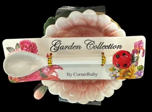 Corner Ruby Garden Collection Sonnenblume Tasse und Blatt Untertasse mit Marienkäfer Löffel - Bild 1 von 6