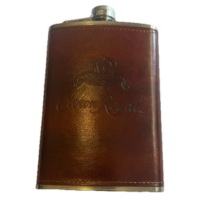 NUEVO matraz Crown Royal acero inoxidable con funda de cuero. 8 oz. - Imagen 1 de 5