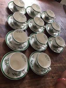 VTG Spode Christmas Tree Tea Cups Saucers S3324 set of 11 (22pcs) England - Picture 1 of 7