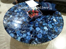 30" Redondo Azul Ágata Hermoso Café Table Top Piedra Arte Interior Adornos