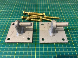 PAIR Galvanised Heavy Duty Gate Hanger Hook On Plate 12mm Pin Hinge with fixing - Picture 1 of 7