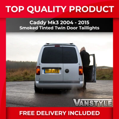 FITS VW CADDY MK3/4 GENUINE VW SMOKED TINTED TWIN DOOR REAR TAIL LIGHTS - Image 1 of 4