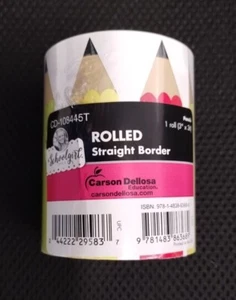 Schoolgirl Brand - Pencils Rolled Straight Border 3” x 36” - New / Sealed - Picture 1 of 3