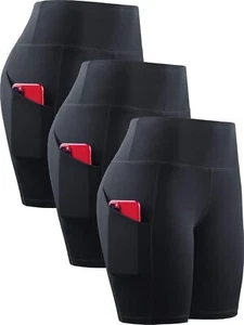 NELEUS Women's Athletic Shorts High X-Small, 1010 Black/Black/Black,3 Pack - Picture 1 of 6