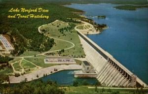 Arkansas Lake Norfork Dam & Trout Hatchery AR Postcard - Picture 1 of 2