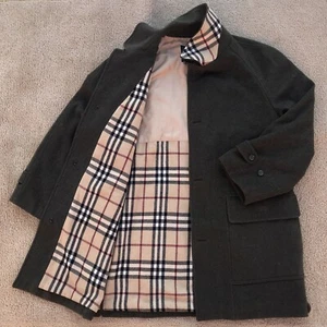 BURBERRY LONDON Jacket coat nova Check overcoat wool lined men's green olive 3 M - Picture 1 of 12
