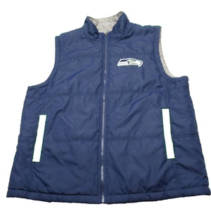 Seattle Seahawks Vest Mens XL Blue Gray Reversible NFL GIII Pockets Full Zip - Picture 1 of 14